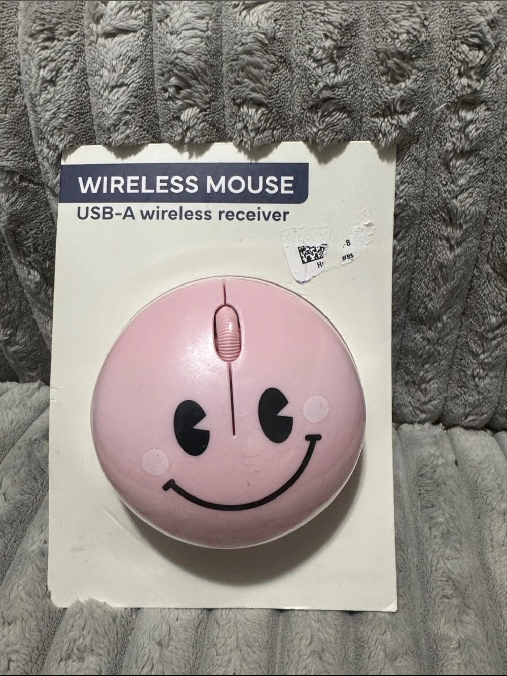 Pink Smiley Wireless Mouse with USB-A Receiver